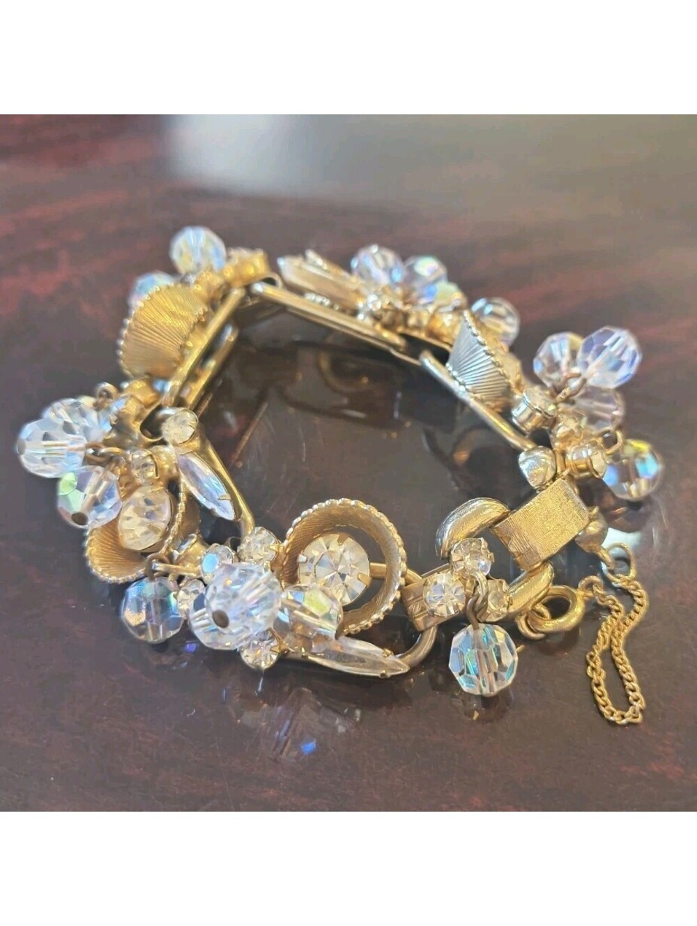 Vintage Confirmed Juliana Cha Cha Bracelet Aurora Borealis 5 Link Crystal Dangle
